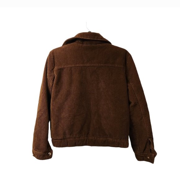 Me Jane Brown Corduroy Faux Fur Lined Jacket Coat Medium 70s Hipster Vibes - Picture 2 of 8